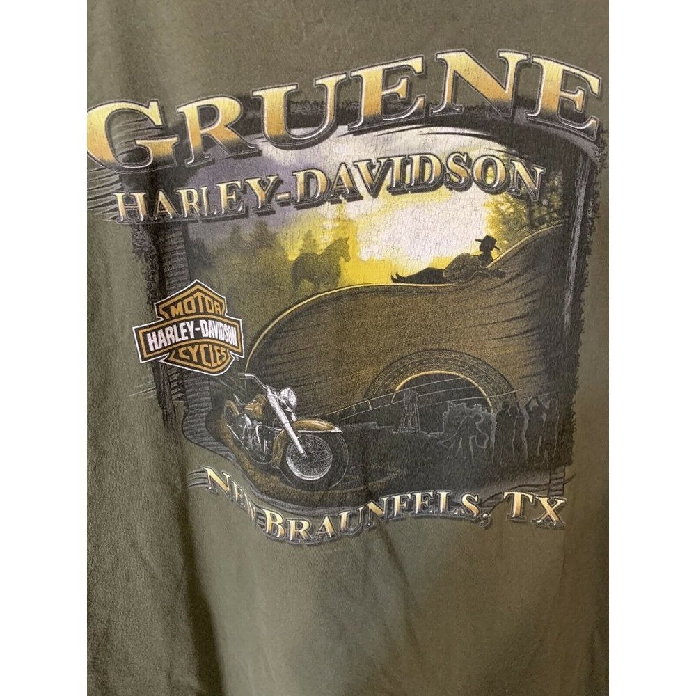 Vintage‎ Gruene Harley Davidson New Braunfels TX Mens T-Shirt XL 2008 Full Art